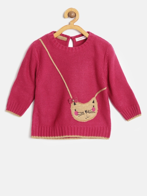 

Wingsfield Girls Pink Solid Sweater