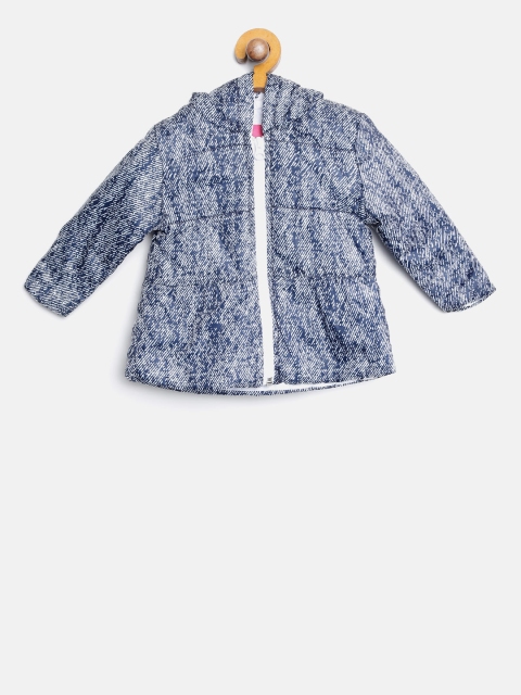 

Wingsfield Girls Navy & White Printed Hooded Padded Jacket, Navy blue