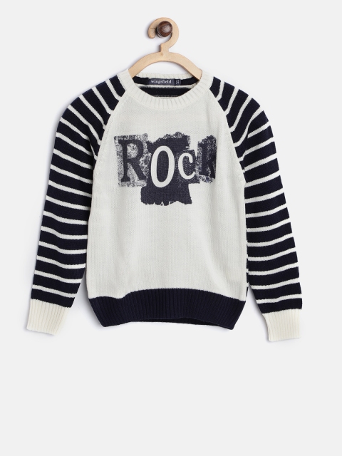 

Wingsfield Boys Off-White & Navy Printed Sweater