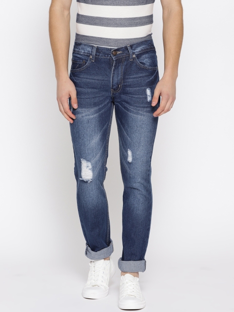 

American Crew Men Navy Blue Straight Fit Mid-Rise Mildly Distressed Jeans