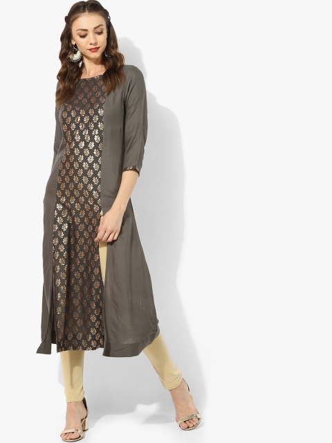 

Sangria Women Grey Printed A-Line Kurta