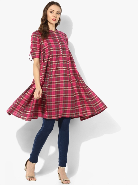 

Sangria Pink Checked Kurta