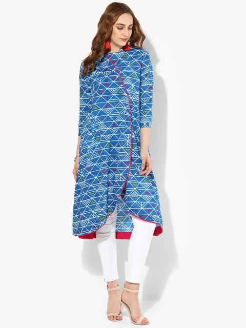 

Sangria Blue Printed Straight Kurta