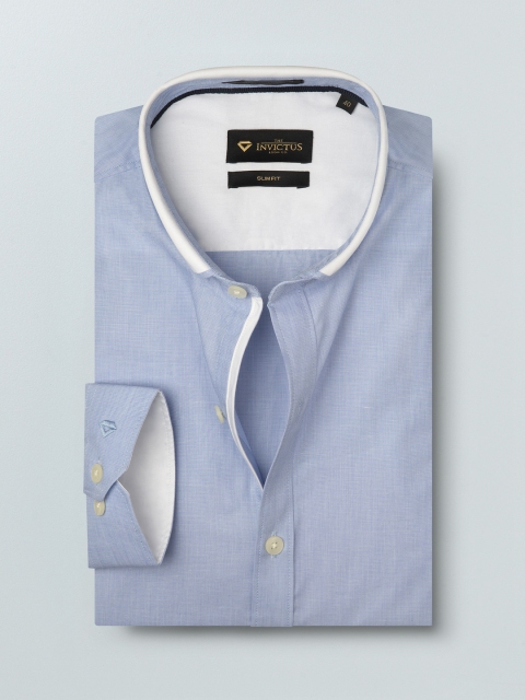 

INVICTUS Men Blue Slim Fit Supima Cotton Work Essential Shirt