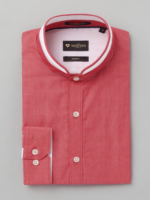 

INVICTUS Supima Men Coral Red Slim Fit Semiformal Shirt