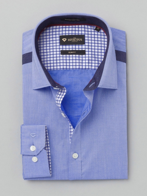 

INVICTUS Men Blue Slim Fit Supima Cotton Work Essentials Shirt