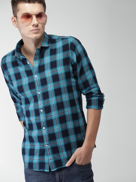 

Mast & Harbour Men Blue Regular Fit Checked Casual Shirt