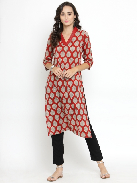 

Varanga Women Red & Black Printed Kurta with Trousers