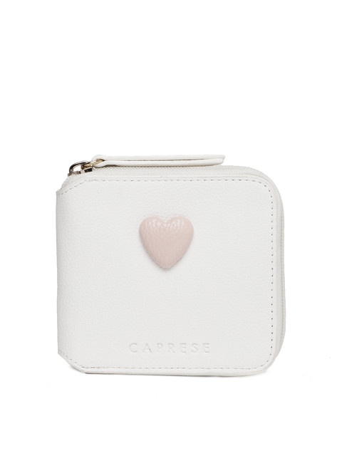 

Caprese Women White Solid Zip Around Wallet