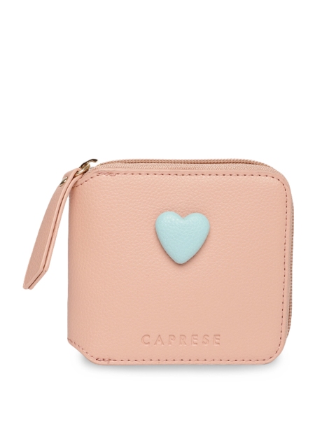 

Caprese Women Peach Coloured Solid Zip Around Wallet