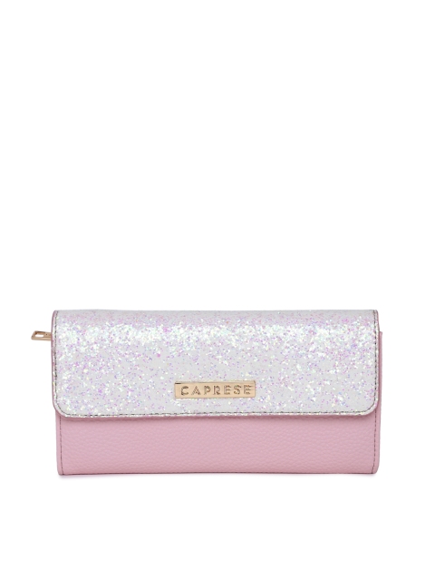 

Caprese Women White & Pink Colourblocked Two Fold Wallet