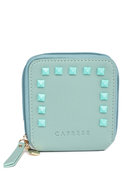 

Caprese Women Green Solid Emellished Zip Around Wallet