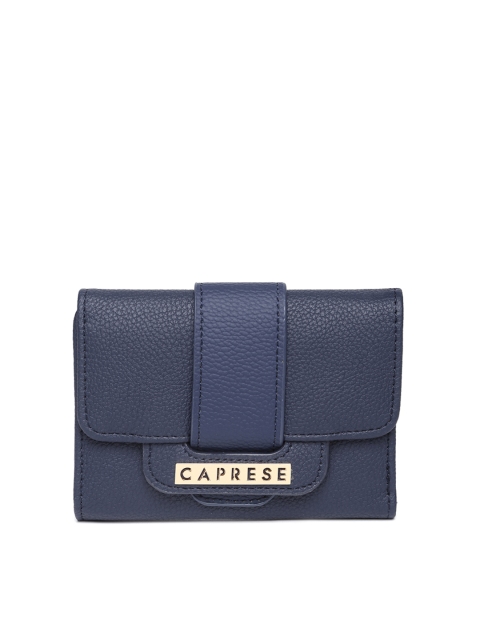 

Caprese Women Blue Textured Grenda Three Fold Wallet