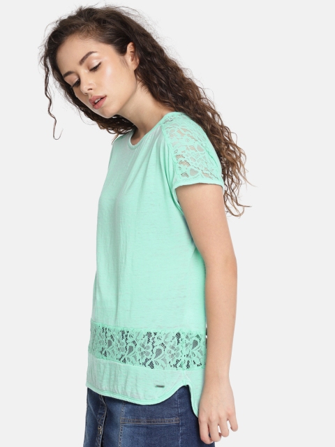 

Elle Women Sea Green Solid Top