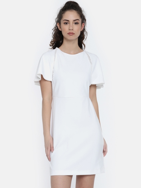 

Elle Women Off-White Solid A-Line Dress
