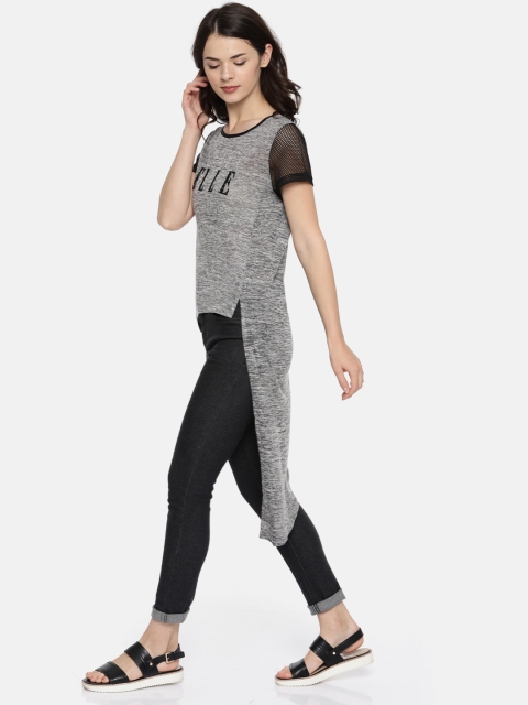 

ELLE Women Grey Printed High-Low Top