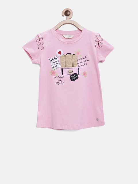 

Gini and Jony Girls Pink Printed Top