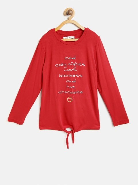 

Palm Tree Girls Red Printed Top with Tie-Up