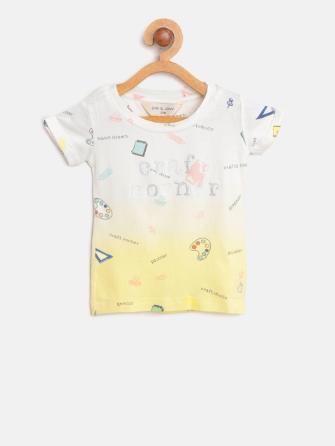 

Gini and Jony Girls Yellow Printed Round Neck T-shirt