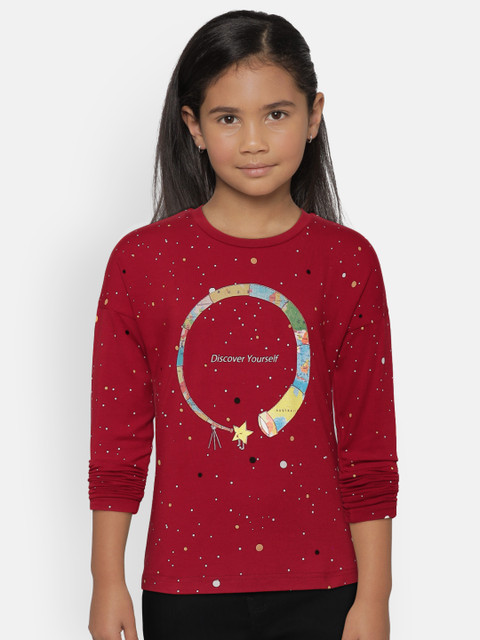 

Palm Tree Girls Red Printed Round Neck T-shirt