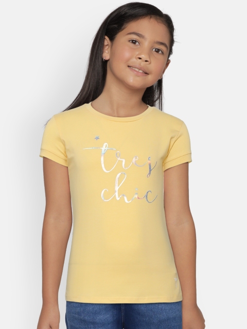 

Palm Tree Girls Yellow Printed Round Neck T-shirt