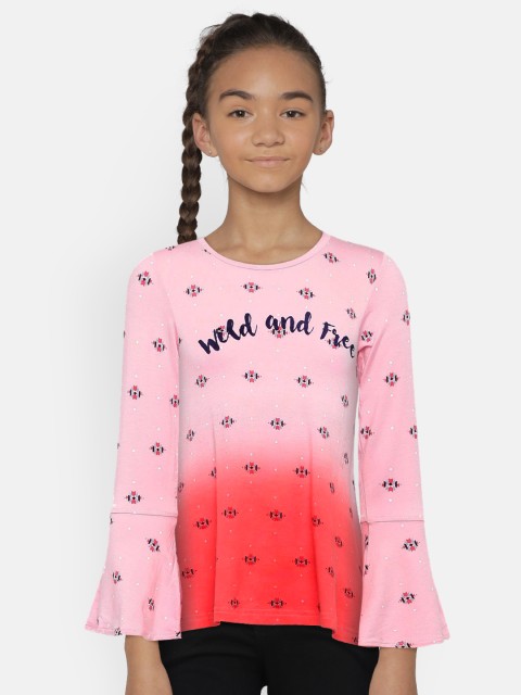 

Gini and Jony Girls Pink Printed Top