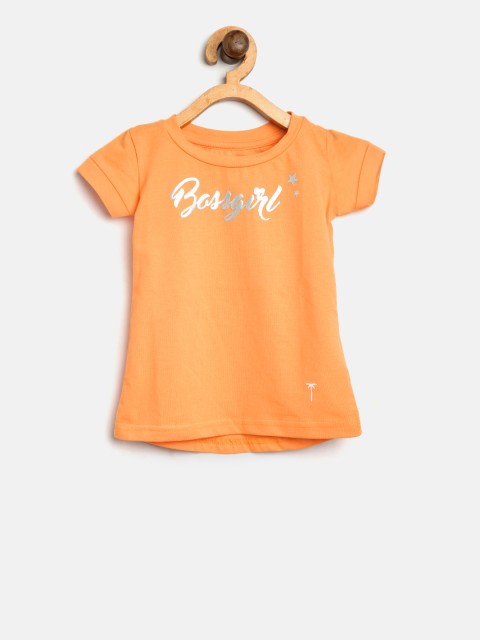 

Palm Tree Girls Orange Solid Round Neck T-shirt