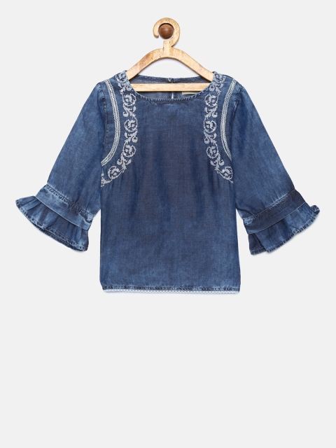 

Gini and Jony Girls Blue Printed Top