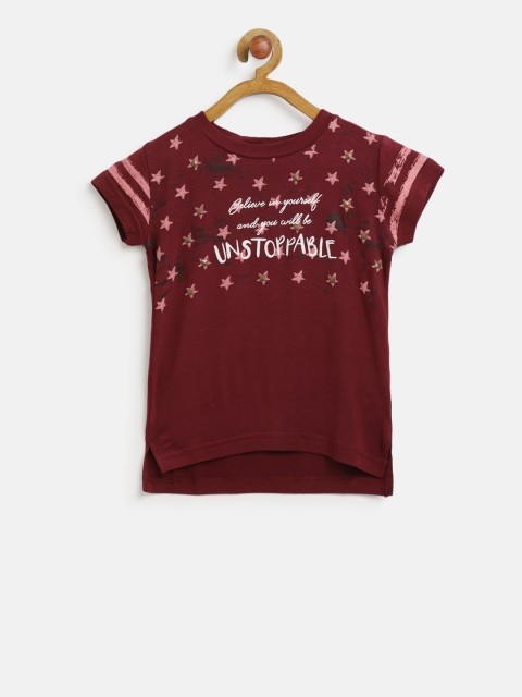 

Palm Tree Girls Maroon Printed Top
