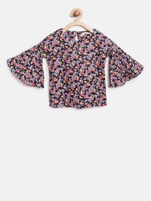 

Palm Tree Girls Black & Pink Printed Top