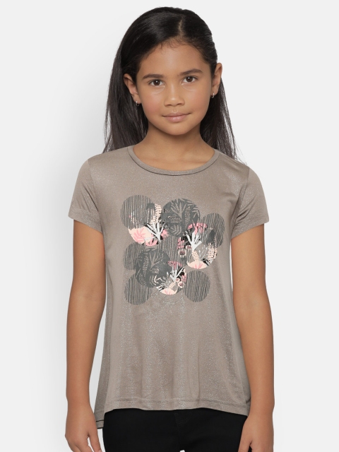 

Gini and Jony Girls Grey Printed A-Line Top