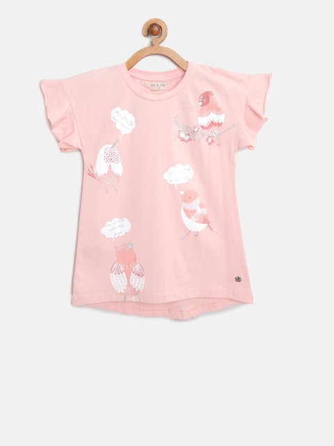 

Gini and Jony Girls Peach-Coloured Printed Top