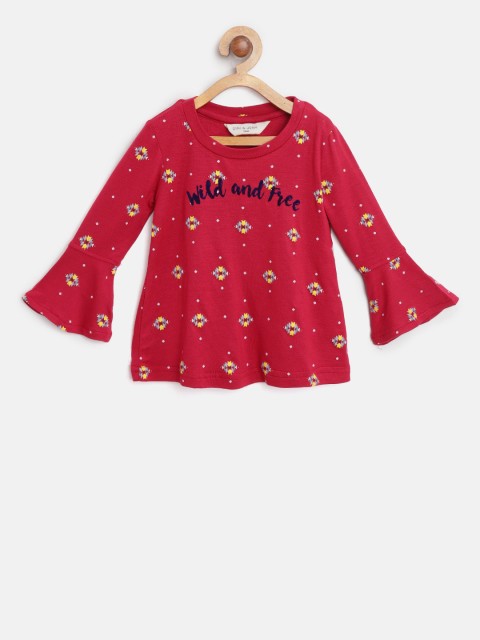 

Gini and Jony Girls Red Printed A-Line Top