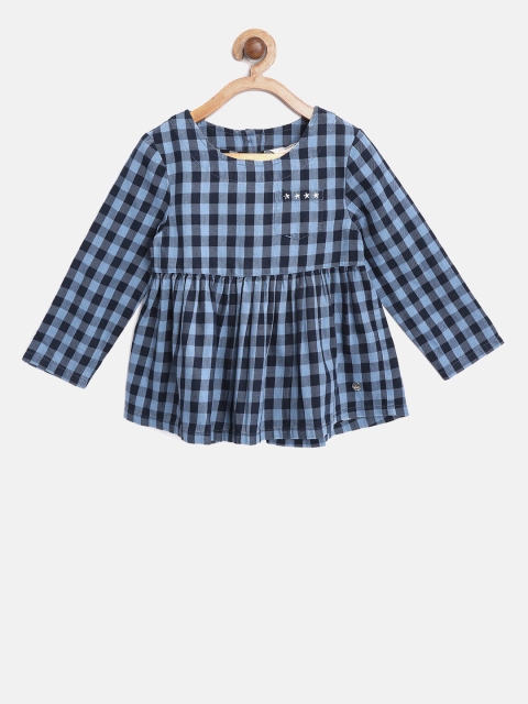 

Gini and Jony Girls Blue Checked A-Line Top