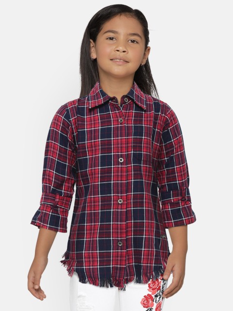 

Gini and Jony Girls Red & Navy Regular Fit Checked Casual Shirt
