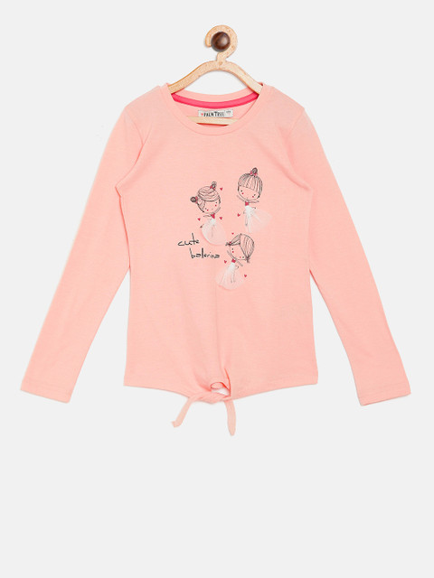 

Palm Tree Girls Peach-Coloured Printed Top