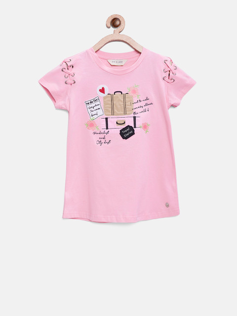 

Gini and Jony Girls Pink Printed Top