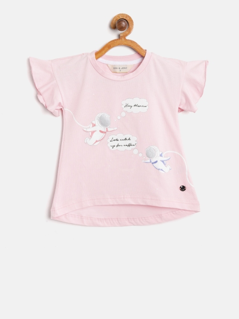 

Gini and Jony Girls Pink Printed High-Low Top