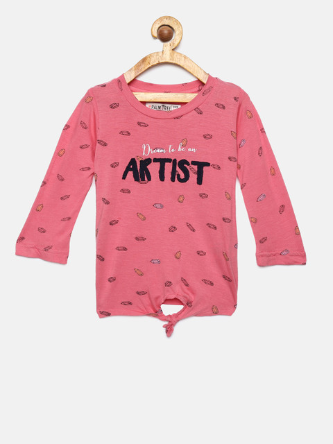 

Palm Tree Girls Pink Printed Top