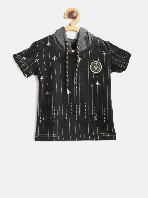 

Gini and Jony Boys Black Striped Hood T-shirt