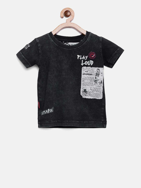 

Gini and Jony Boys Black Printed T-shirt