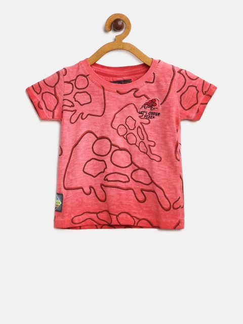 

Gini and Jony Boys Red Printed Round Neck T-shirt