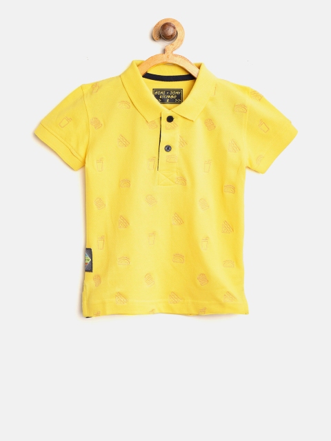 

Gini and Jony Boys Yellow Applique Polo Collar T-shirt