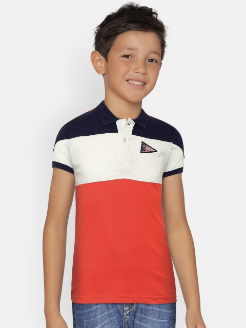 

Gini and Jony Boys Red & White Colourblocked Polo Collar T-shirt