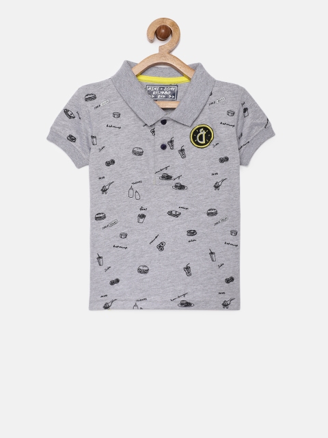 

Gini and Jony Boys Grey Printed Polo Collar T-shirt