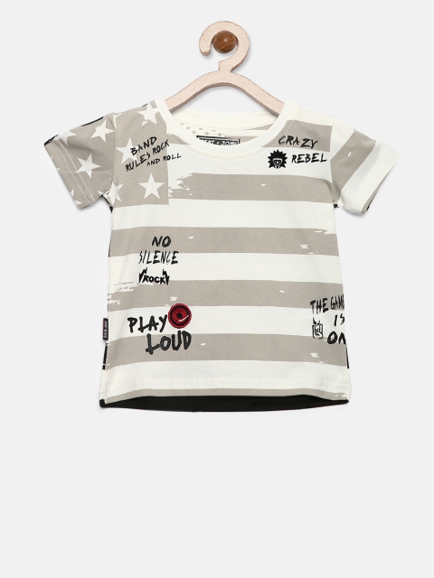 

Gini and Jony Boys White & Grey Striped Round Neck T-shirt