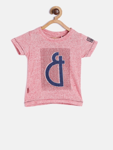 

Gini and Jony Boys Pink Printed Round Neck T-shirt