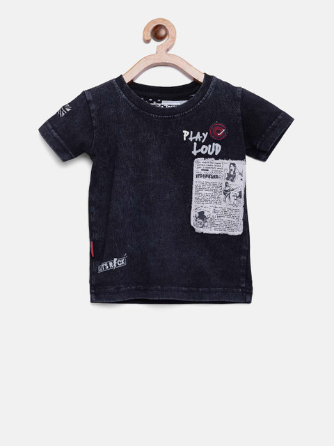 

Gini and Jony Boys Black Printed T-shirt