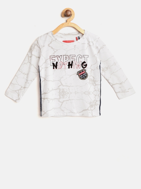 

Gini and Jony Boys Off-White & Grey Printed Round Neck T-shirt