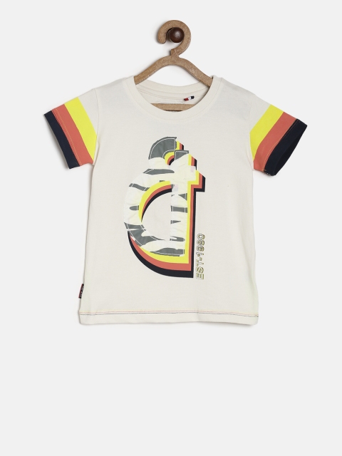 

Gini and Jony Boys White Printed Round Neck T-shirt